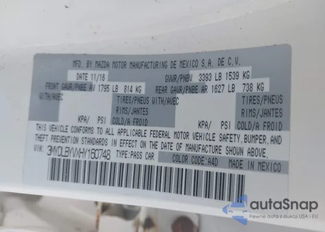 2017 Toyota Yaris Ia из США, поврежденный, VIN 3MYDLBYVXHY160748